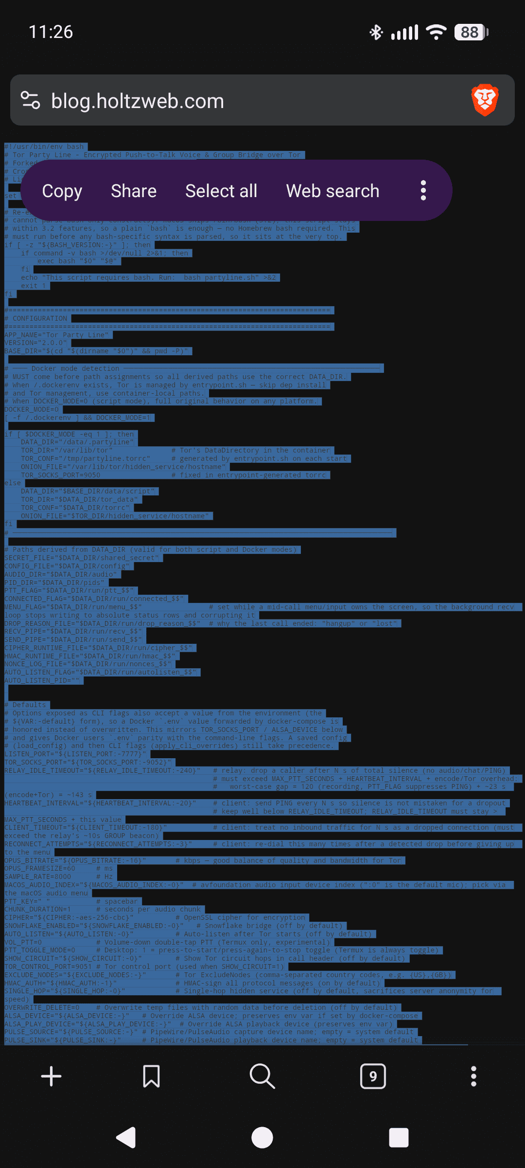 Select all and copy the script