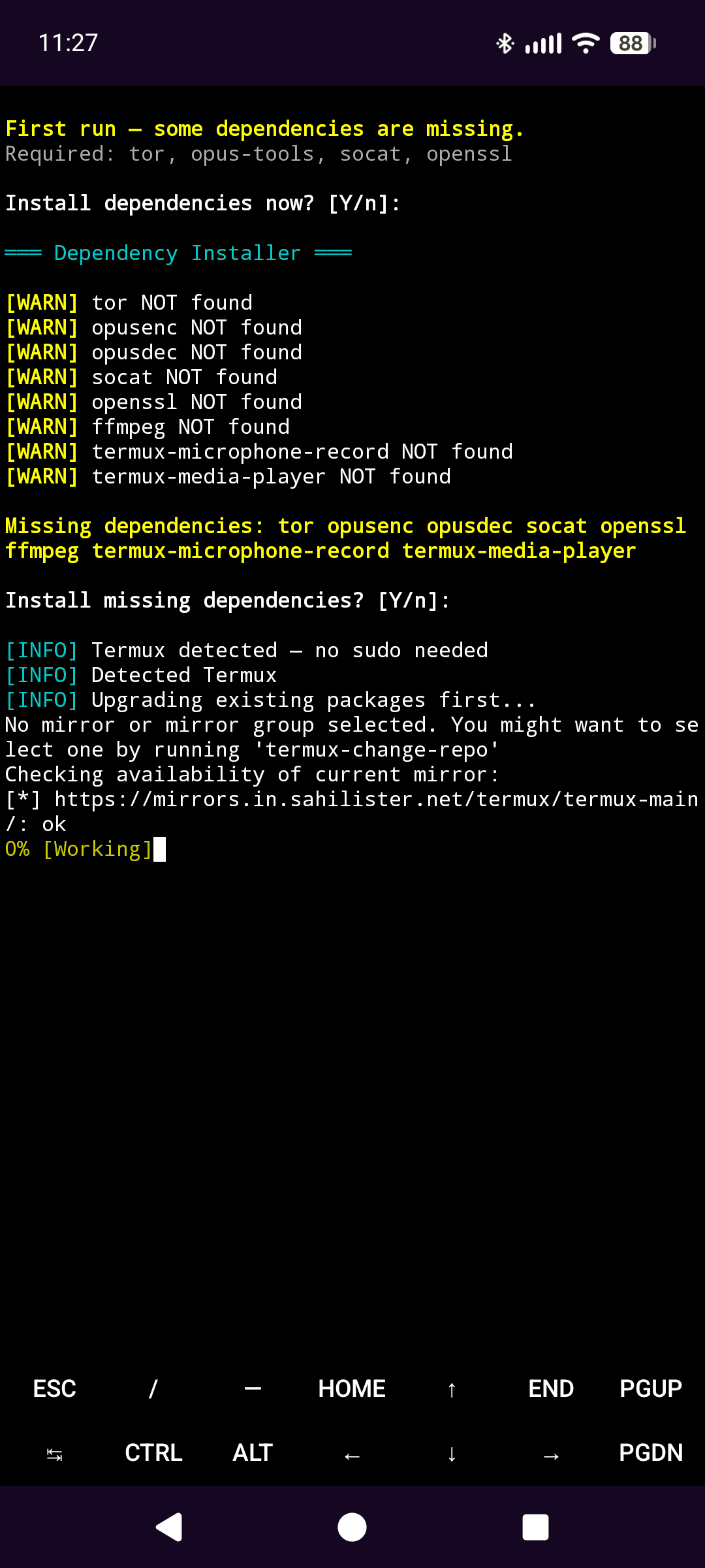 Dependencies installing
