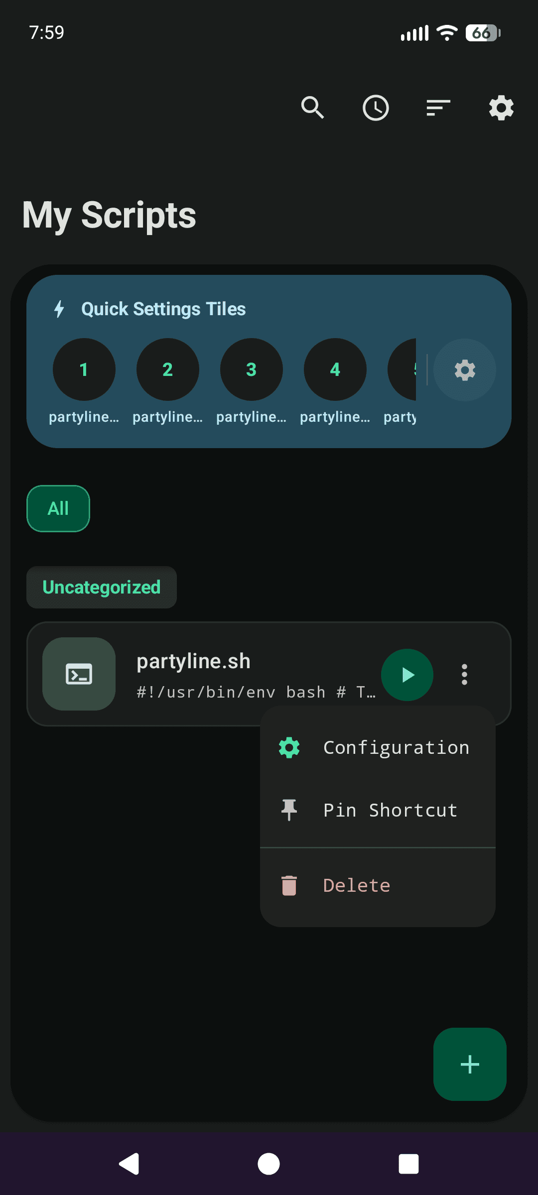 Edit partyline.sh in Script Runner